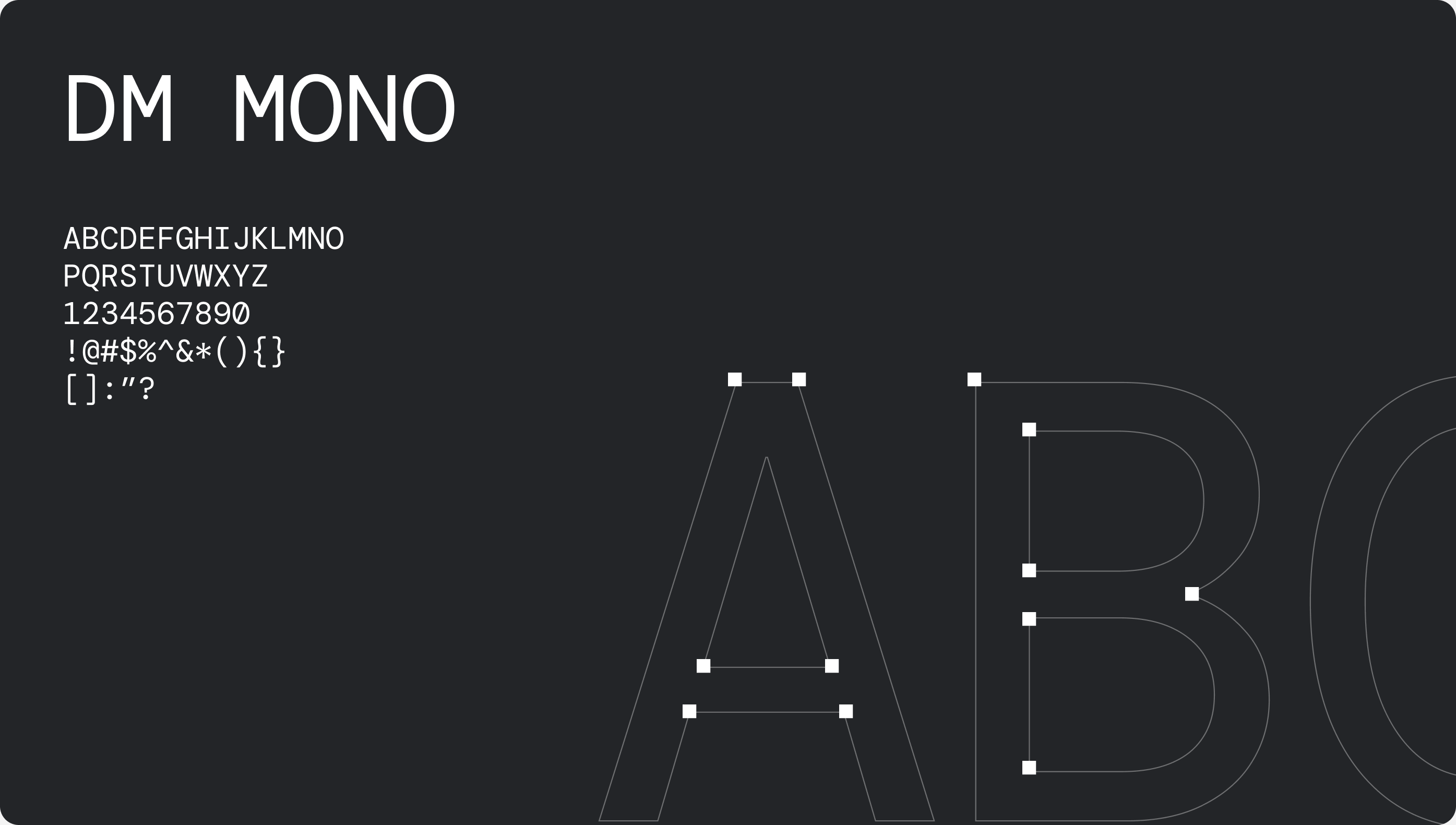 DM Mono monospace typeface specimen